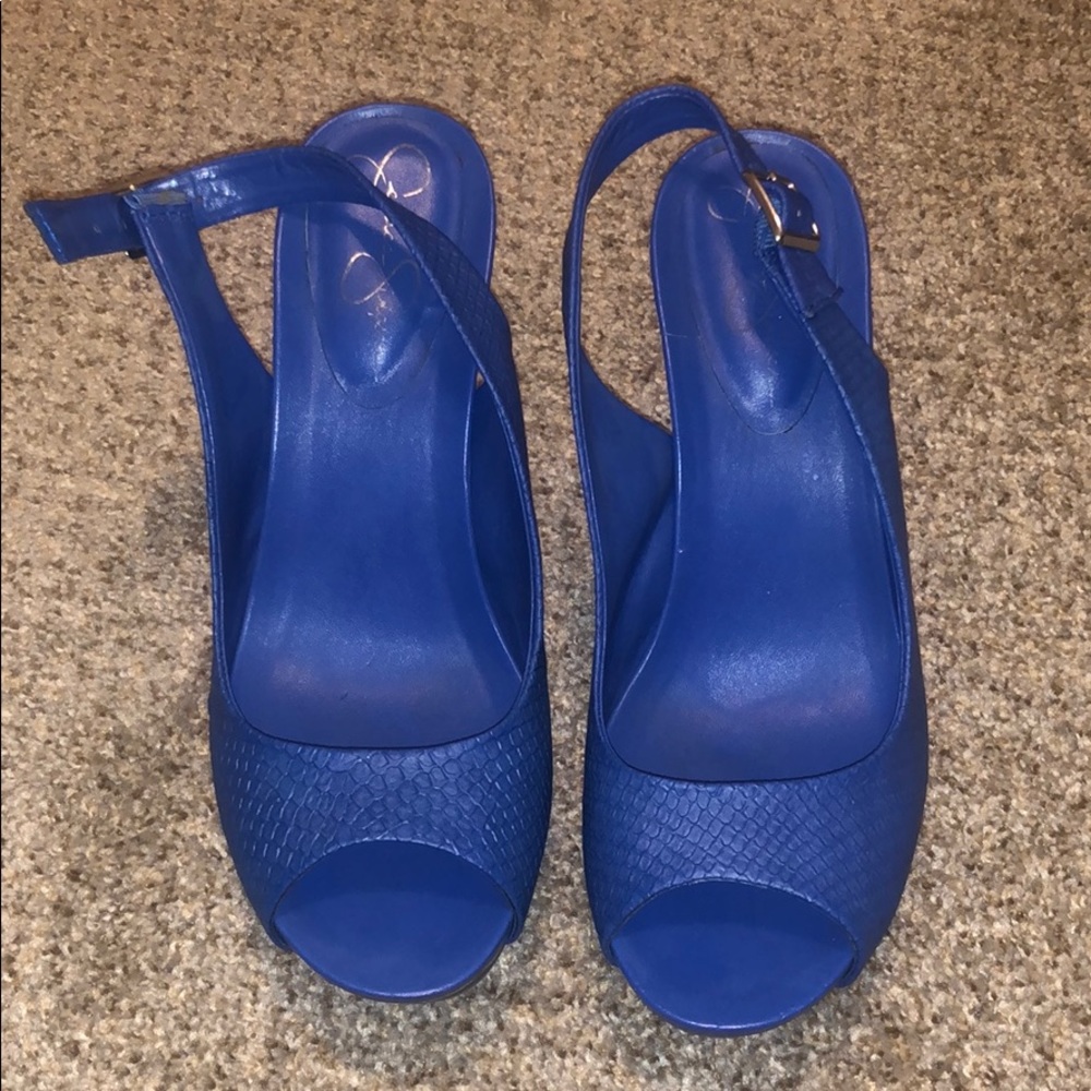Jessica Simpson Royal Blue Peep-Toe Wedges💙